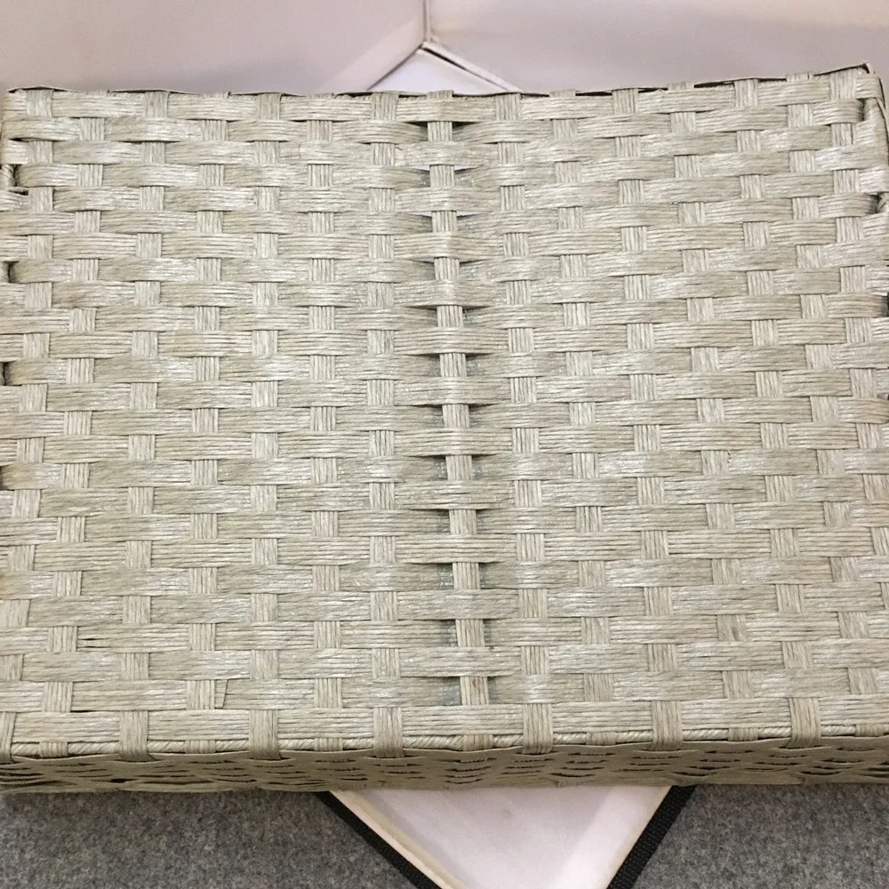 Woven Storage Basket Unisex Large Sage Green Rectangular W/ Handles Cottagecore